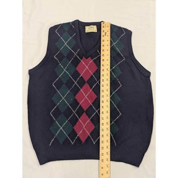 Vintage LL Bean Wool Sweater Vest Argyle Blue XL Ireland Lambswool Scotland - Picture 5 of 7